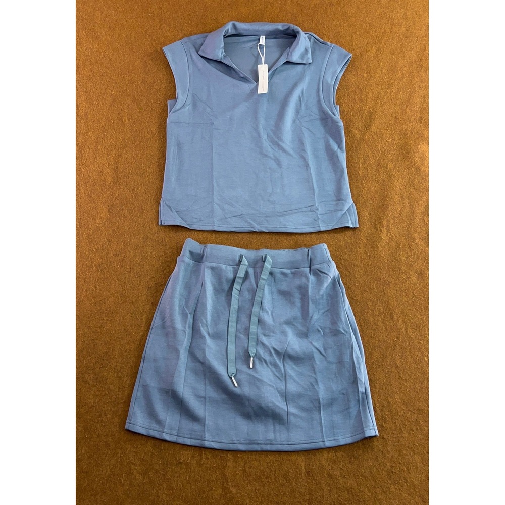 CASSY & AMY Womens Small Blue Sleeveless Polo Skort Set NWT
